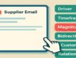 Stylized supplier email with six checklist tiles; missing "Magnitude" tile pulses red while a cursor points at it.