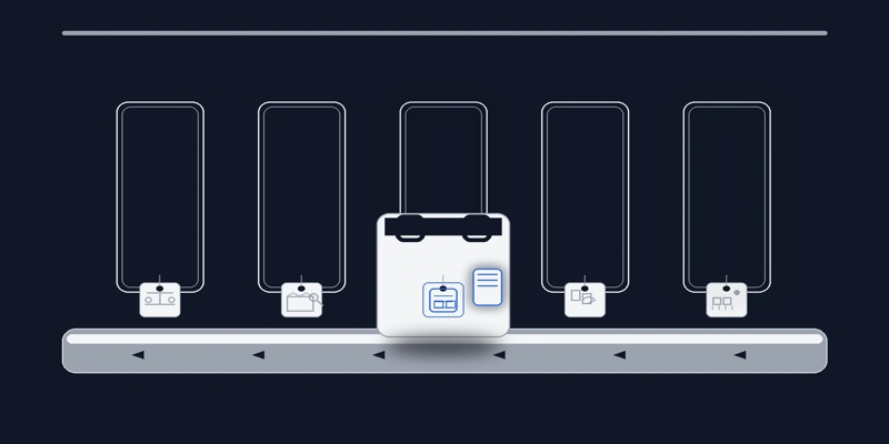 Stylized conveyor moving a paper bag through five verification gates, symbolizing evidence-based supplier approval.