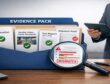Illustration of an Evidence Pack with registration, time-stamped facility photo, ISO test report, and verification checks.