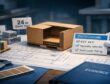 Cutaway corrugated box on blueprint with spec card and weights, illustrating load-case engineering before price negotiation.