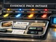 Illustration of an evidence intake tray sorting corrugated box damage documentation into four cause lanes for action.