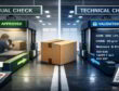 Illustration of a folding carton passing separate visual and technical approval gates with GSM, Cobb, and moisture checks.