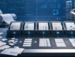 Procurement desk sorting messy supplier quotes and records into five organized data trays for cleaner buying intelligence